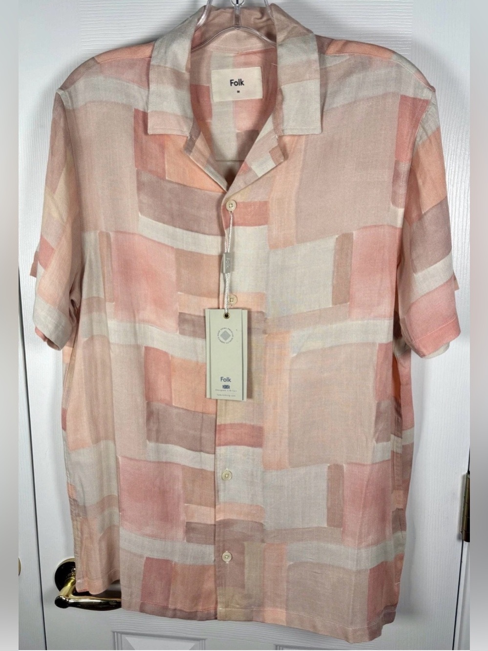 NWT Folk Block Short Sleeve Linen Shirt Medium